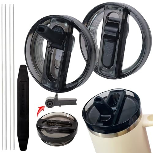 2 Pack 40 oz Tumbler Detachable Flip Straw Lid Replacement Fit for Stanley Quencher,Leak Proof Lid Compatible with Stanley Cup,No Spill Flip Top Tumbler Cover for Stanley Cup Accessories