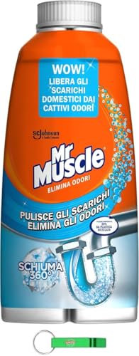 8x Mr Muscle Schiuma, Geruch Beseitigen Der Schaum für Rohre und Abflüsse - Beseitigt Verstopfungen in Spülbecken und Abflüssen, sicher für Rohre 500ml + Beni Culinari Kostenloser Schlüsselanhänger