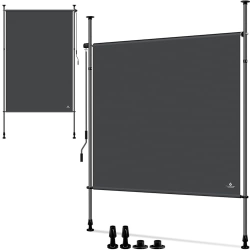 KESSER® Toldo vertical con pinza, 200 x 310 cm, extensible y opaco, toldo vertical con manivela sin agujeros, protección visual y protección contra el viento para jardín y terraza, resistente al agua