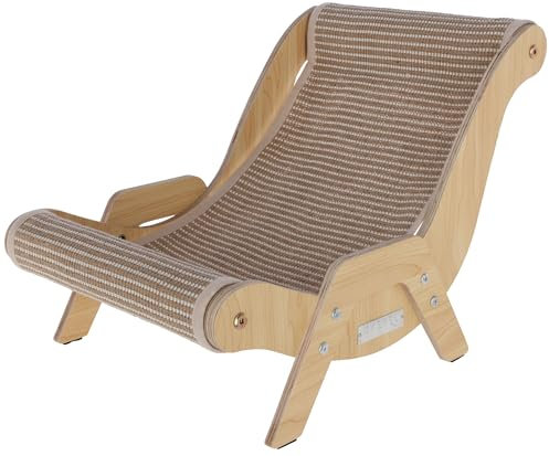 Kerbl Pet Katzenliegestuhl Sundowner, Aus hochwertigem Holz und Sisal, Für drinnen und draußen, Belastbar bis 12 kg, Braun, 52x37x37 cm