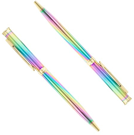 Kugelschreiber Set Aus Metall, 2 Stück Stifte Mit 1,0 mm Spitze Und Regenbogenfarben, Kugelschreiber Hochwertig Für Büro, Schule, Zuhause Oder Als Geschenk，Druckkugelschreiber