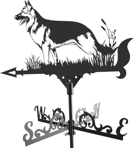 Girouette berger allemand avec flèche en acier noir satiné