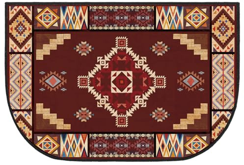 Demissle Fireplace Hearth Rug Fireplace Mats Cabin Southwestern Fireproof Fire Resistant Rug for Wood Stove Floor for Kitchen Indoor Outdoor(Vintage Aztec,24 x 36 Inch)