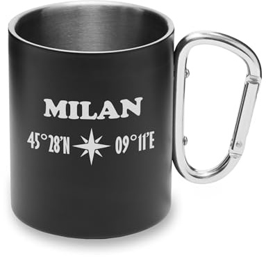 Milan Coordinates - Tazza da campeggio con manico a moschettone in metallo, motivo: Italia