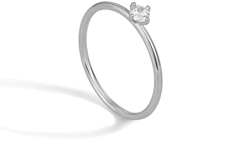 Eheringe Weissgold 585, Eheringe Frau Moissanit Solitaire 4 Klauen Weißgold Hochzeitsringe 14K Gold Größe 49 (15.6)