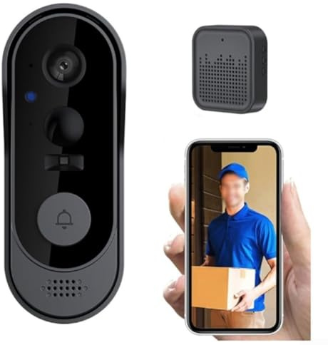 ZiStarlilife 1 Pack Wireless Video Doorbell Camera 1080p Two-Way Audio Night No Subscription 24G WiFi Indoor Outdoor Security Gray