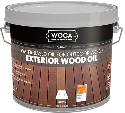 WOCA Denmark Exterior Wood Oil Natur 2,5 L - Terrassenöl für Terrassen, Zäune und Möbel im Außenbereich