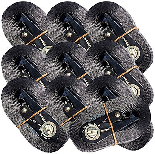 10 Spanngurte mit Zurrratsche 6 m 800 kg (10 Stück 6 meter schwarz)