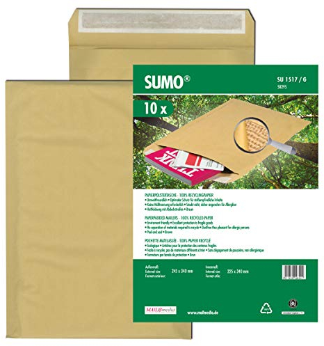 Sumo Papierpolster Versandtasche baun 245 x 340 mm trapezium flap, Pack a 10 Stück