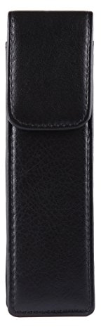 Stone Leather Double Pen Case - Black