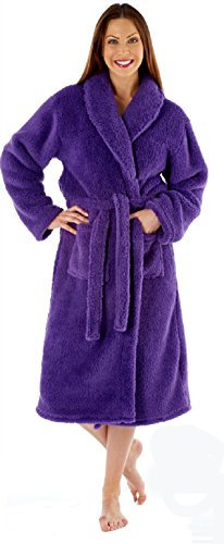 femmes peignoir robe de chambre polaire de luxe robe marine bleu rose violet - Taille 10 12 14 16 18 20 22 24 - Pourpre, L 18-20