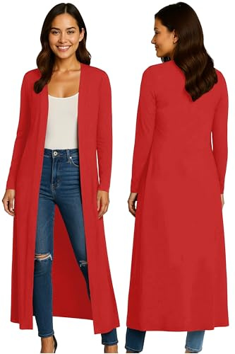Re Tech UK Maxi Cardigan a Maniche Lunghe - con Colletto ed Aperto sul Davanti