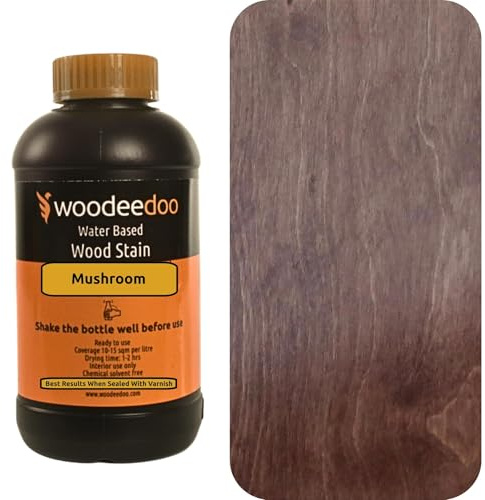 WooDeeDoo Water Based Wood Stain | Wood Dye | Ready to Use | Environmentally Friendly | Solvent Free | Odour Free | 1 L | Mushroom