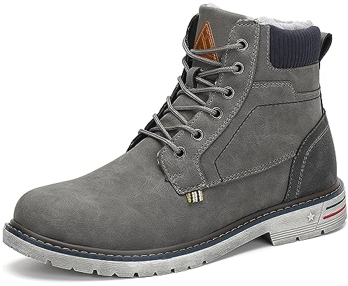 Mishansha Winterschuhe Herren Schneestiefel Wasserdicht Boots Winter Outdoor Wandern Stiefel Männer Flache Arbeitsstiefel Grau Gr.41