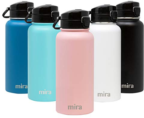 MIRA 32 oz Insulated Water Bottle - Stainless Steel Thermo with One-Touch Quick-Open Spout - Double Wall Hot & Cold (24Hr Cold/12Hr Hot) - Rose Pink