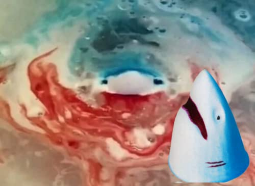 Shark Attack Bath Bomb Vegan Approved Jaws Fizzer Bleeding Shark Bite Fun Unique Gift Blue Red Blood Boys Kids Girls Children Made in The UK