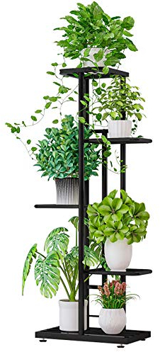 ZZBIQS Supporto Metallico per Piante, Scaffale Porta Piante a 5 Piani Espositore per Fiori Scaffalatura Fiorier per interna ed esterna Giardino Esterno Interno Balcone (98x43x22CM, Grigio Scuro)