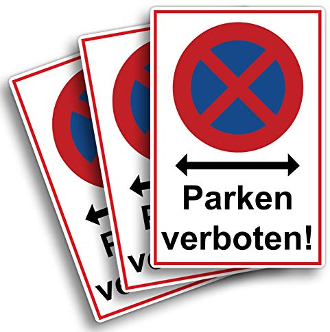 3 Stück Absolutes Halteverbot parken verboten Schild 20 x 30 cm aus stabiler PVC Hartschaumplatte 3mm Parkplatzschild mit UV-Schutz von STROBO
