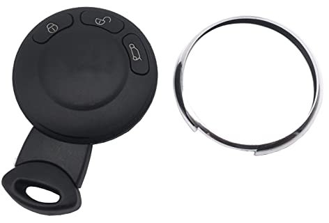 3 Buttons Key Fob Case Shell Fit for BMW Mini Cooper 2007-2014 Replacement Keyless Entry Remote Car Key Housing Casing Outer Cover with Uncut Blade Blank (Black)