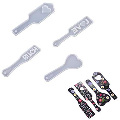Yalulu 4pcs Serving Tray Resin Casting Mold, Shot Glass Tray Silicone Mold Flight Paddle Serving Board Epoxy Casting Mold Jewelry Making Supplies Art Craft Mould Home Decoration