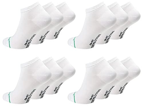 Paolo Renzo Unisex Bambus Sneaker Socken 12 Paar Bambus Sneakersocken für Damen und Herren Kurze Socken Geruchshemmend Größe 39/42 Weiß