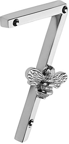 Silver Brass bee House Number with Bee design | 5 inch Modern Door Sign Numbers Signs Plaques | Street Home Address Numerals (7)