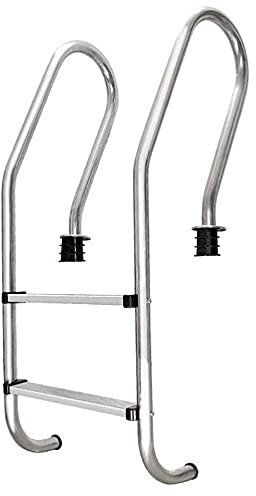 AWJ 2 Step Swimming Pool Handrail, 304 Stainless Steel Pool Ladder for 0.8-1m deep Pool, 250LBS Load Capacity/Silver / 1.2mm (Silver 1.2mm)