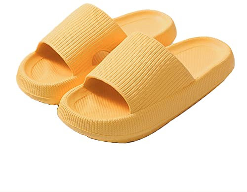 Yeeteepot Herren Damen Badeschlappen Cozislides Dusch Badeschuhe Bequeme Home Slippers Wolke Hausschuhe Badelatschen Sommer rutschfeste Pantoffeln, Gelb 38/39 EU