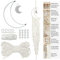 LEREATI DIY Makramee Set für Anfänger, Mond Traumfänger Bastelset Erwachsene, Wandbehänge Dekoration Ornament Makramee Zubehör Set Enthält Makramee Garn 3mm, Metall Ringe, Perlen (Natur)