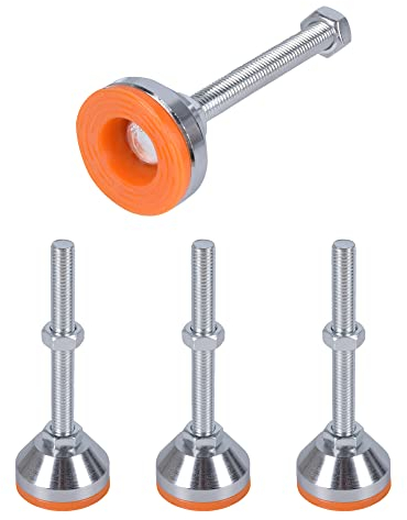 SPDYCESS 4 Pièces Pieds Réglables pour Meubles, M12×100mmר50mm Filetage Très Résistant Acier Carbone Pied de Nivellement Ajusteur Niveleur Protecteur de Sol Reduire Le Bruit pour Machine Table