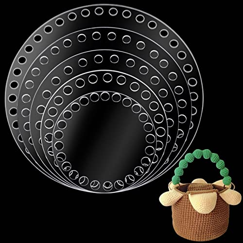 PH PandaHall Tavole per Tessitura in Acrilico di Dimensioni 5, Basi per Cestini all'Uncinetto Rotonde Piatte Basi per Cestini Trasparenti Fondi per Borse all'Uncinetto per Borse per Cestini Fai-da-Te