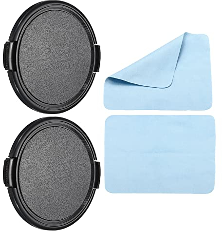 PATIKIL Camera Lens Cap, 2 Pack Sides Pinch Front Lens Cover with Microfiber Cleaning Cloth for 67mm Thread Universal DSLR Lenses for Nikon, for Fujifilm, for Pentax, for Leica