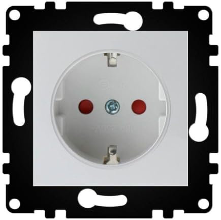 WESA PJ-08-W Prise Schuko murale simple standard UE 16 A 250 V, installation facile avec choix de différents designs, sans cadre,