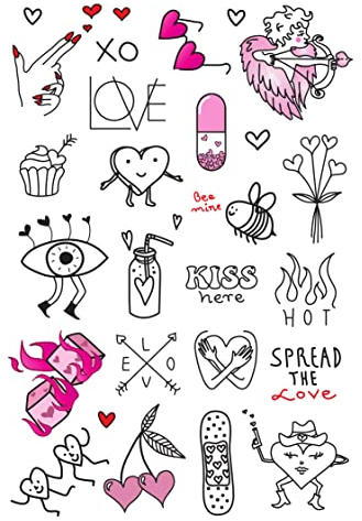 Temporäre Tattoos von Tatsy | Valentinstag, Tag der Liebe | Fake Tattoos für Kinder, Jungen, Mädchen, Erwachsene, Frauen | Verkleidung | Einzigartige Motive | Valentinstag Accessoires