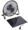 KVSERT Black Solar Panel Powered +USB 5W metal Fan 8Inch Cooling Ventilation Car Cooling Fan for Outdoor Traveling Fishing Home Office