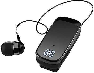 SUNSEATON Auricolare Bluetooth Business con Filo Retrattile, Auricolar Senza Fili con Microfono, Bluetooth V5.2, Vivavoce, Compatibile per Universale Smartphone (Nero)