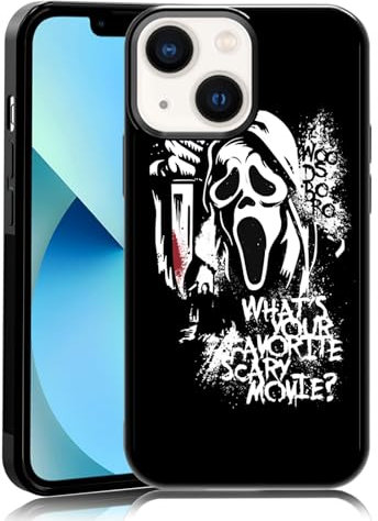 MMYAJT Favorite Scary Phone Case Compatible with iPhone 13 Mini, Scream iPhone Case Shockproof Black and White Phone Halloween Funny Cover Gift for Boy Girl Men Women