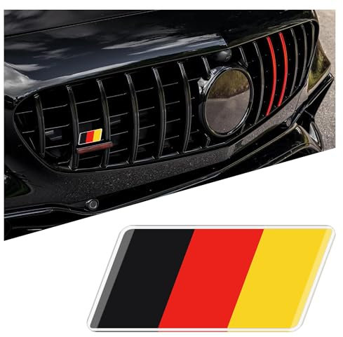 Autocollant 3D pour décoration de voiture - Motif drapeau britannique unique - Pour calandre avant, porte, pare-chocs - Avec support de montage en forme de L (drapeau allemand 1)