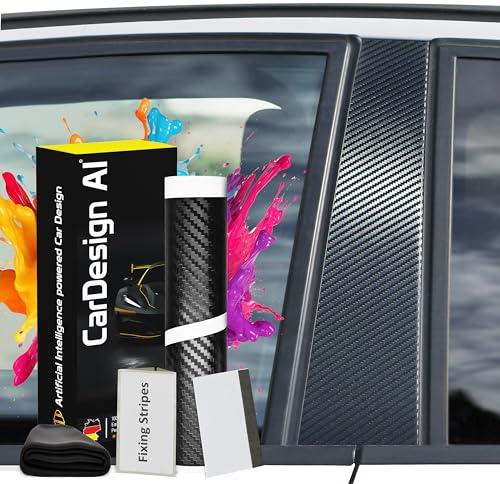 Dekor Zierleiste passend für Audi A3 8P/8PA Sportback 2004-2013 & S3/RS3 (5-Türer, Kompakt): Lackschutzfolie für B- C-Säule Blende Abdeckung Links/rechts Vordertür/Hintertür (Carbon-Design)