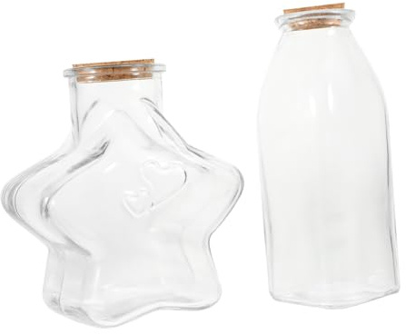 WOFASHPURET 2pcs Miniature Spirit Bottles Glass Wishing Jars for Travel Decorative Bottles