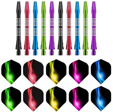 QRONCES Flights & Stems Set Professionelle Schäfte Darts Zubehör Universelle Darts Zubehör Sets Aluminium Darts Schäfte Schäfte Und Flights