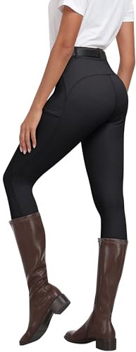 MoFiz Pantaloni Equitazione Donna Leggins Equitazione Pantaloni alla Zuava in Silicone a Seduta Intera Pantaloni per Estivi Grigio L