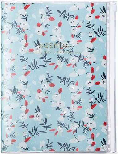 MARK'S 2024/2025 Taschenkalender A5 vertikal, Flower Pattern, Turqoise: Von September 2024 bis Dezember 2025