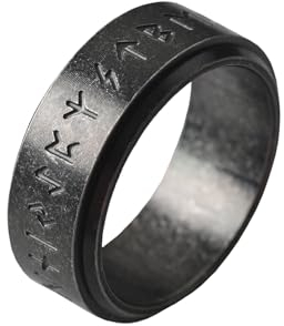 VELESAY Edelstahl Herren Viking Ring - Nordische Mythologie Schmuck für Männer und Frauen - Punk Biker Gothic Vintage Stil - Schwarz US11