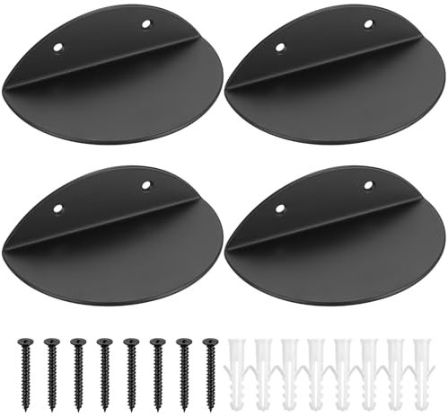 4 STK Kleine Wandregal Schwarze, Kleines Regal Wand, Metall Schwebendes Regalbrett, Halbkreis Wand Regal Schweberegal für Schlafzimmer Badezimmer Wohnzimme Lautsprecher Uhr Dekoration - Schwarze