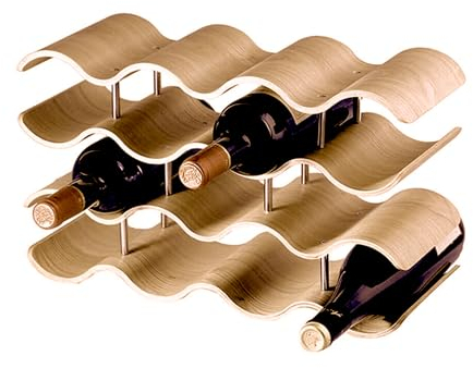 Dreiklang - be smart® Casier à vin design moderne - Étagère à bouteilles - 14 bouteilles de vin - En bois de noyer naturel - Pour les amateurs de vin - 42 x 37 x 15,7 cm - Autonome - Élégant et