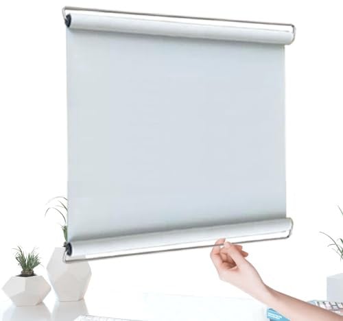 Verdunkelungsrollos 40/50/55/68/72/80/95/100cm,Tragbarer Balkonvorhang,Wärmedämmung,Einziehbare Rollos,Ohne Bohren,Mit Haken Zubehör,White-75x200cm/29.5x78.7in