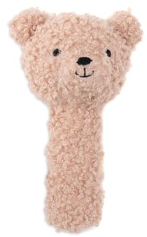Jollein Hochet pour bébé - Ours en peluche - Rose sauvage - Boucle - 100% polyester - 22 x 9 x 20 cm