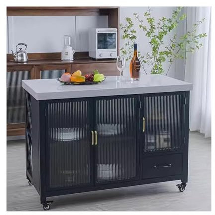 Isla de cocina con ruedas Gabinete de cocina, mesa de isla, mesa auxiliar, mesa de cocina, Bar en casa, mesa de almacenamiento, mesa de isla móvil orientada a la pared de la habitación Mesa isla para