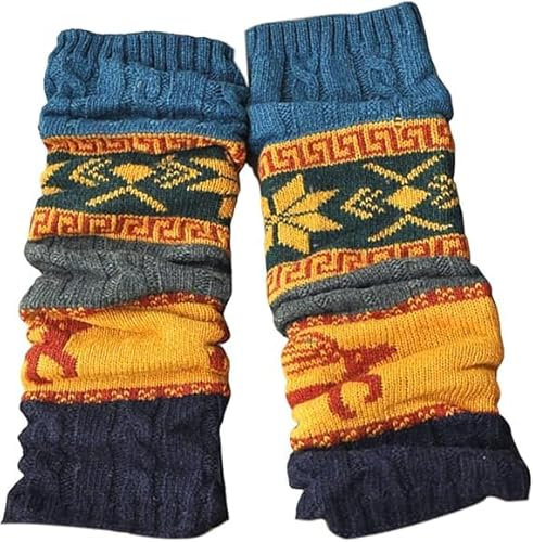 1 Paar Weihnachten Stulpen Beinwärmer Legwarmers Strickstulpen Winter Bein Lange Gestrickte Socken Häkeln Stricken Kniestrümpfe Stricksocken Wintersocken Für Damen Mädchen (Blau, Einheitsgröße)